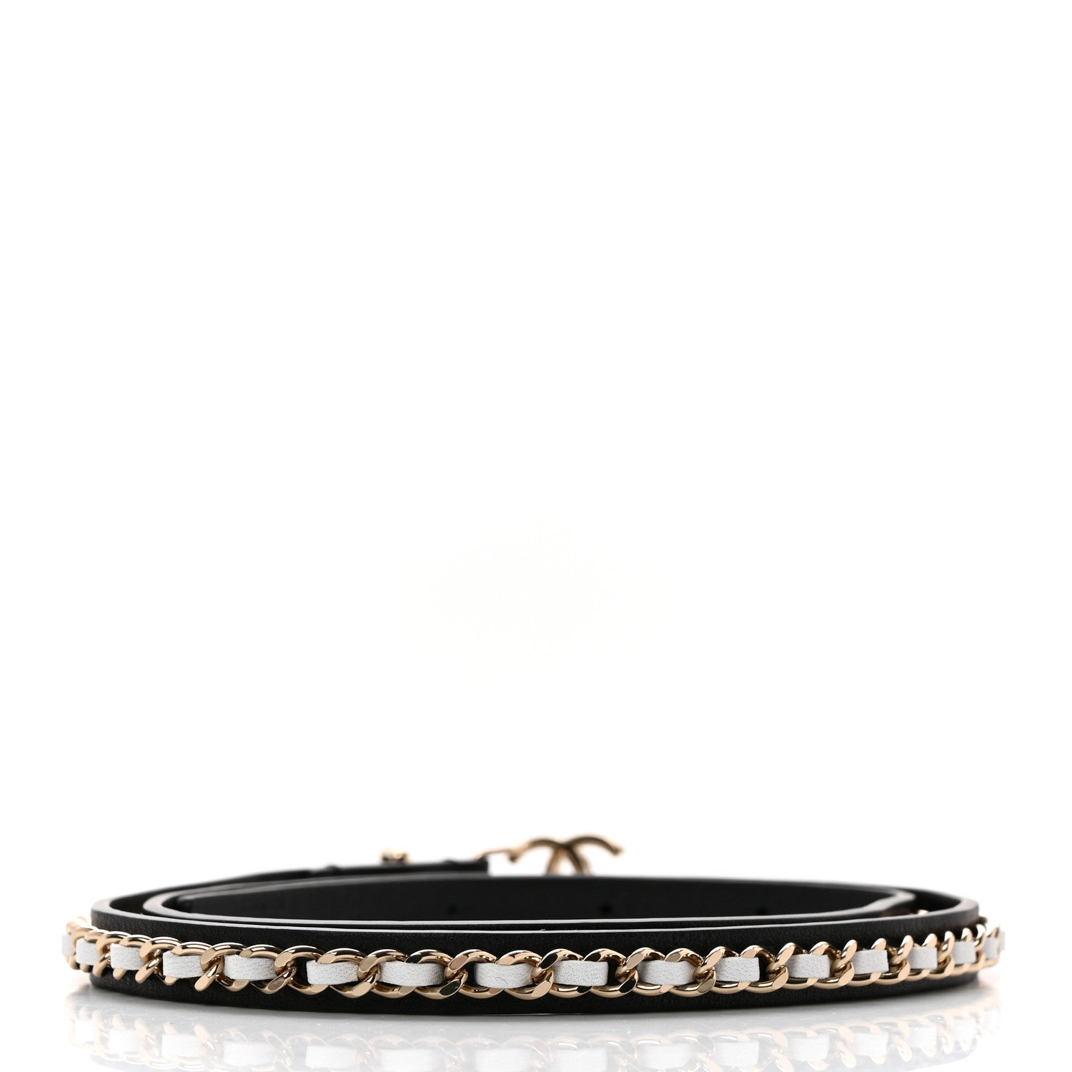 Chanel Calfskin Metal CC Chain Belt 70 28 Black White 2 of 5