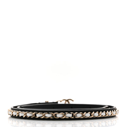 Chanel Calfskin Metal CC Chain Belt 70 28 Black White 2 of 5