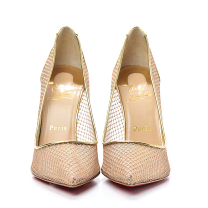 Christian Louboutin Metallic Fishnet Follies Resille 100 Pumps 39 Gold 2 of 7