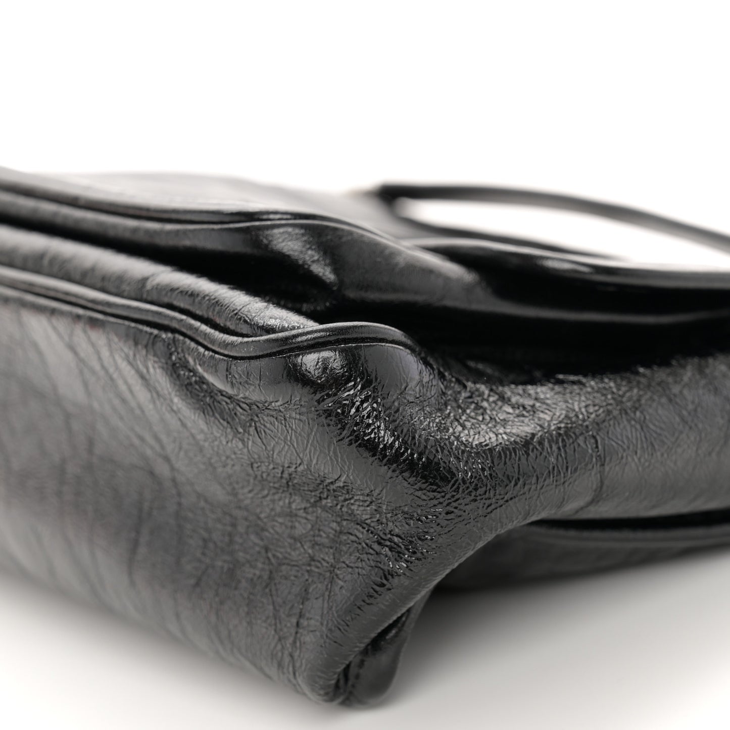Crinkled Calfskin Monogram Medium Niki Chain Satchel Black