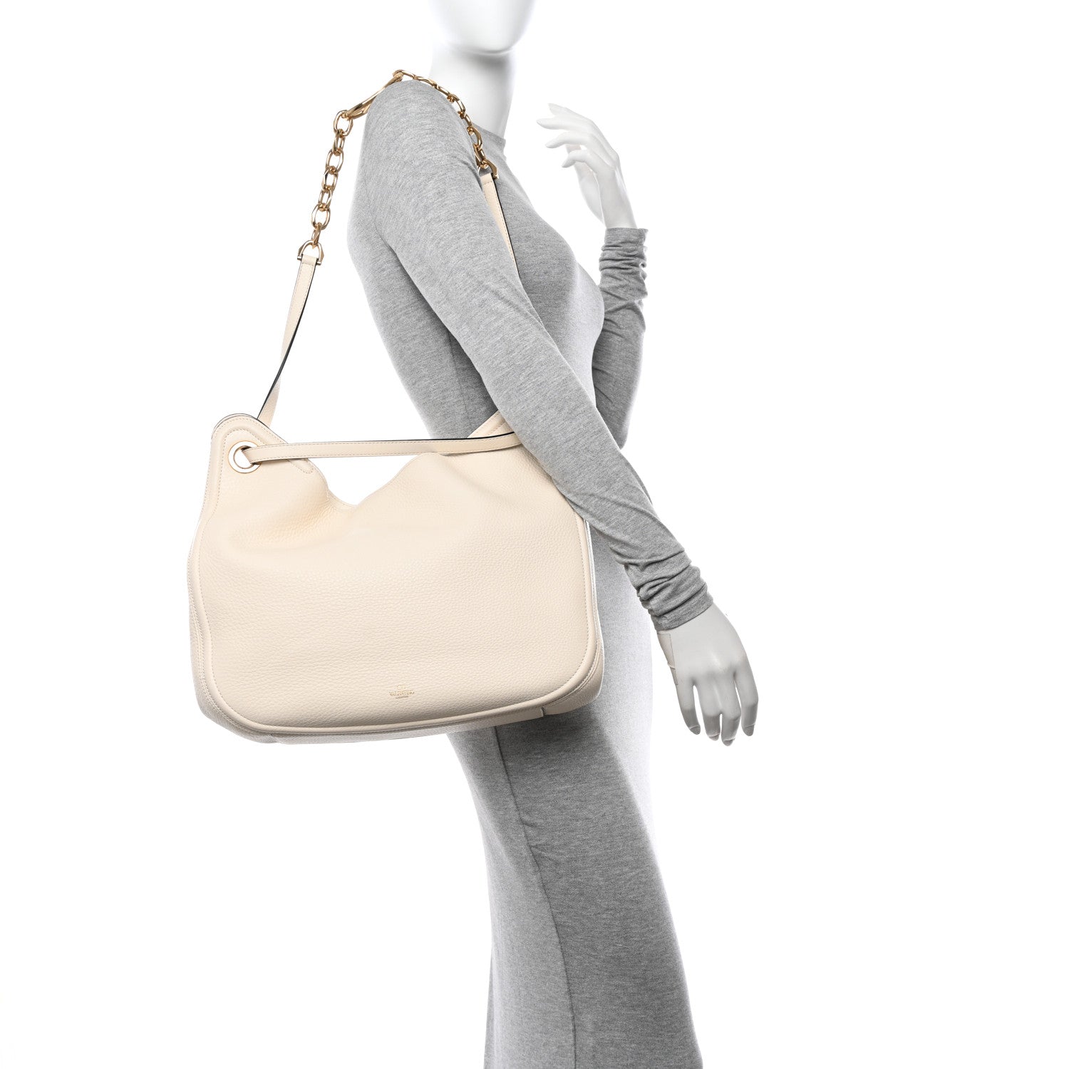 Valentino Garavani Nappa Maxi Vlogo Gate Hobo Bag Ivory 2 of 10