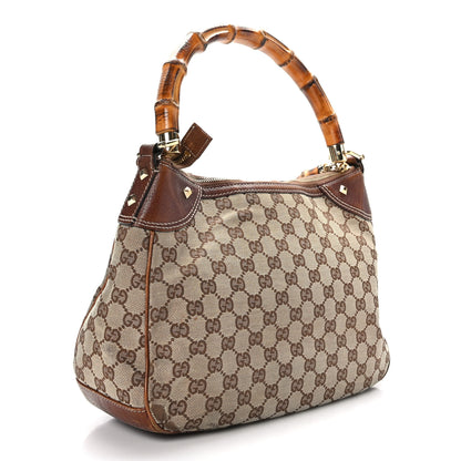 Gucci Monogram Canvas Bamboo Top Handle Bag Brown 3 of 10