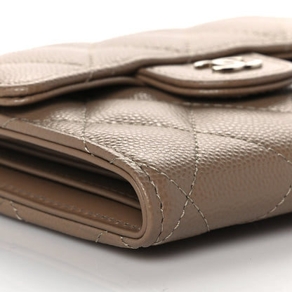 Chanel Caviar Quilted Compact Flap Wallet Dark Beige 8 of 10