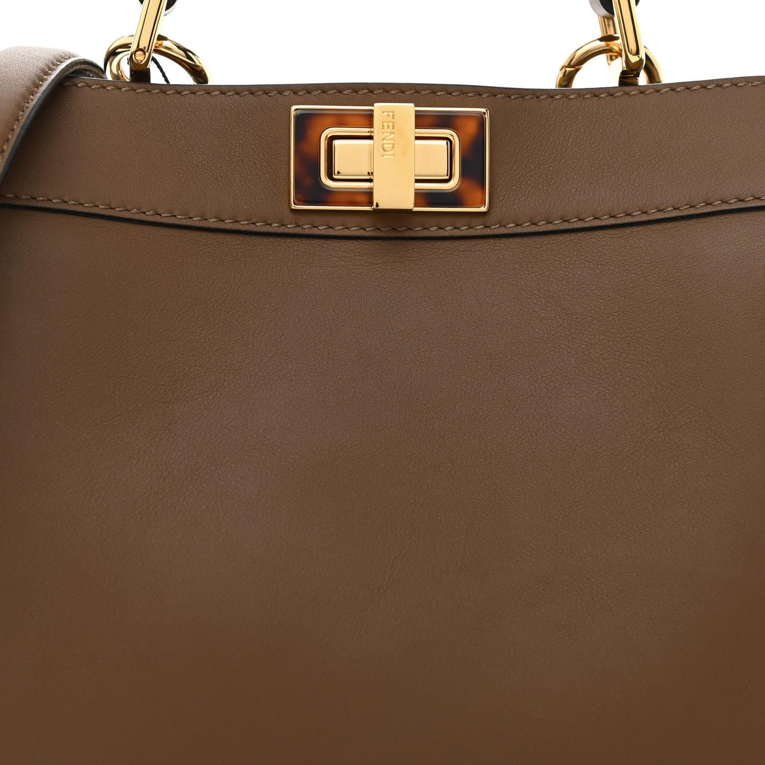 Fendi Vitello Seta Shiny Nappa Plexiglass Small Peekaboo I SEE U Satchel Foresta Sasso 7 of 9