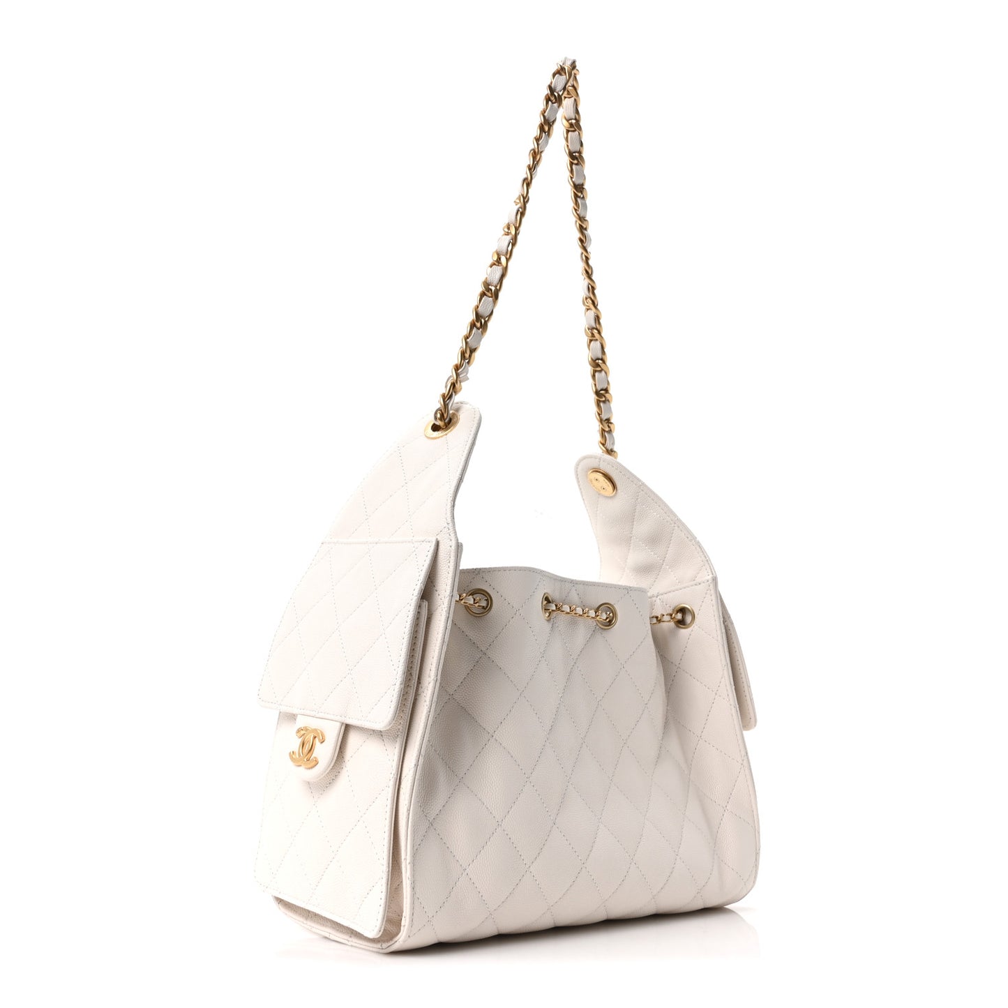 Caviar Quilted Small Chanel 25 Handbag White