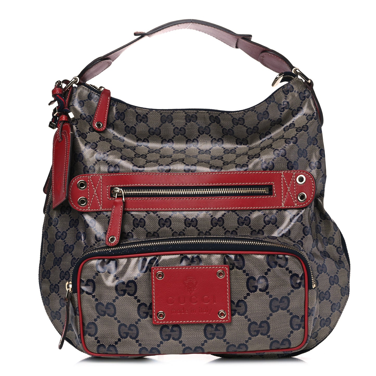 Crystal Monogram Voyager Hobo Navy Red