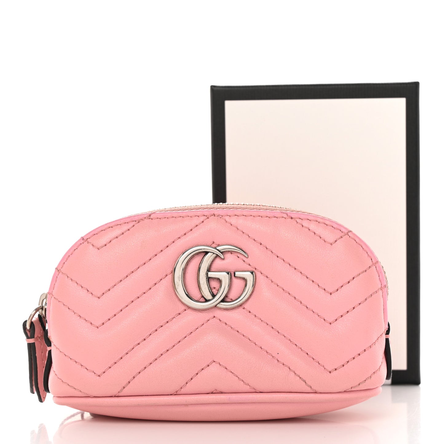 Calfskin Matelasse GG Marmont Key Pouch Wild Rose