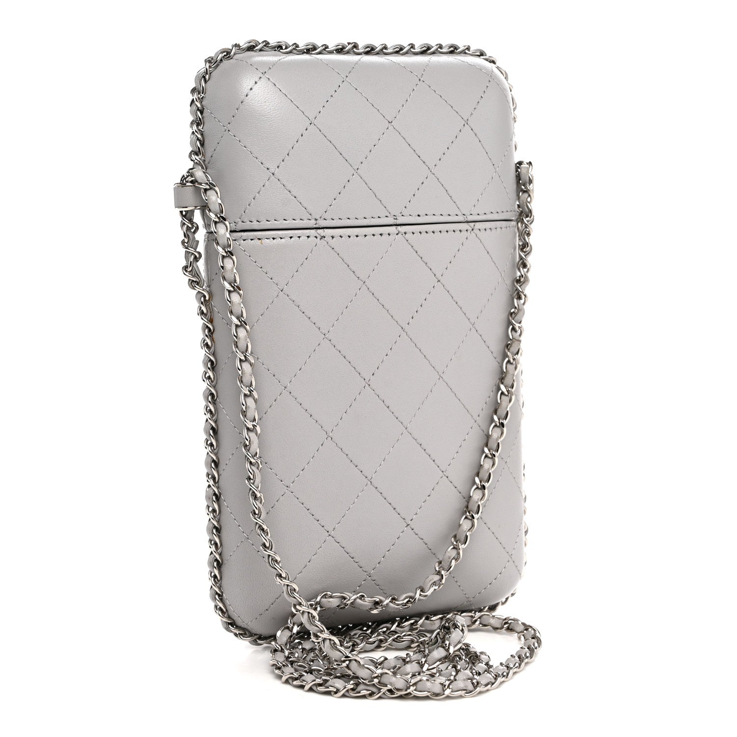 Chanel Lambskin Quilted Chain Around Phone Holder Grey 3 of 15