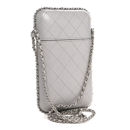 Chanel Lambskin Quilted Chain Around Phone Holder Grey 3 of 15