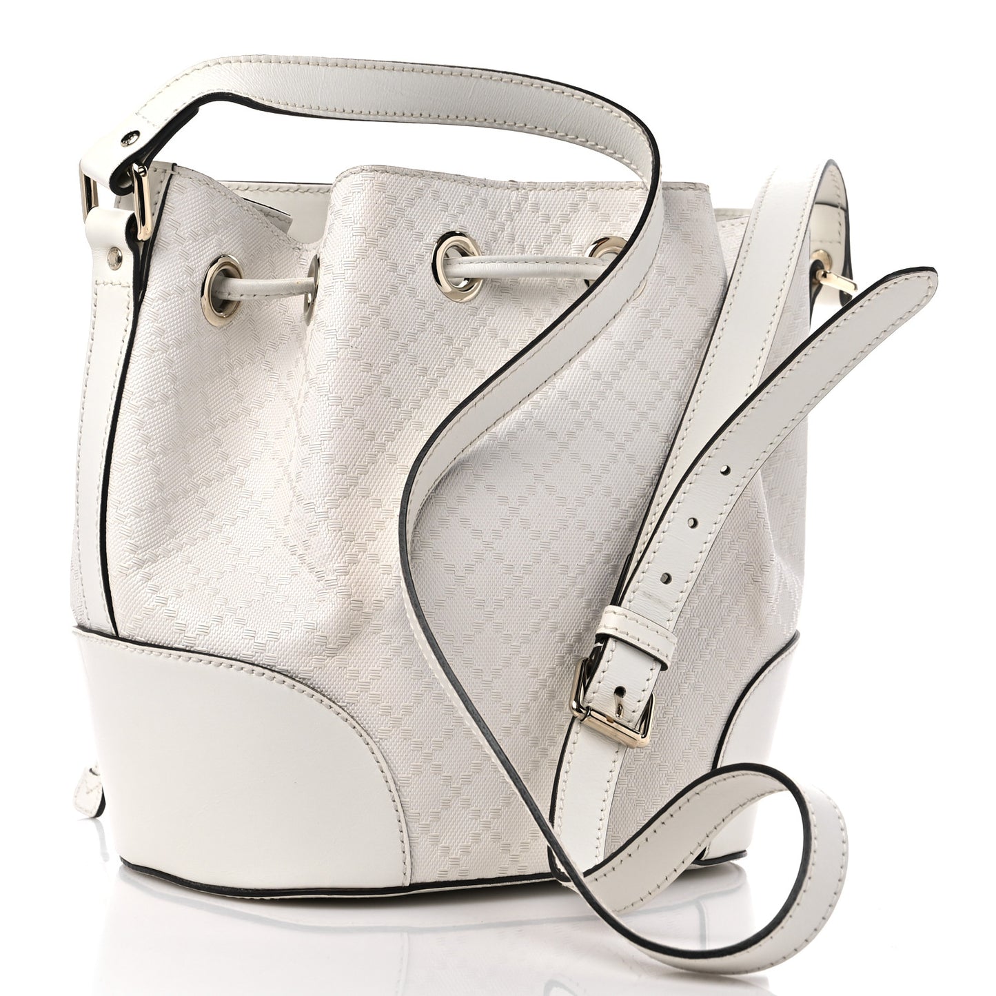Hilary Lux Bright Diamante Small Bucket Bag Great White