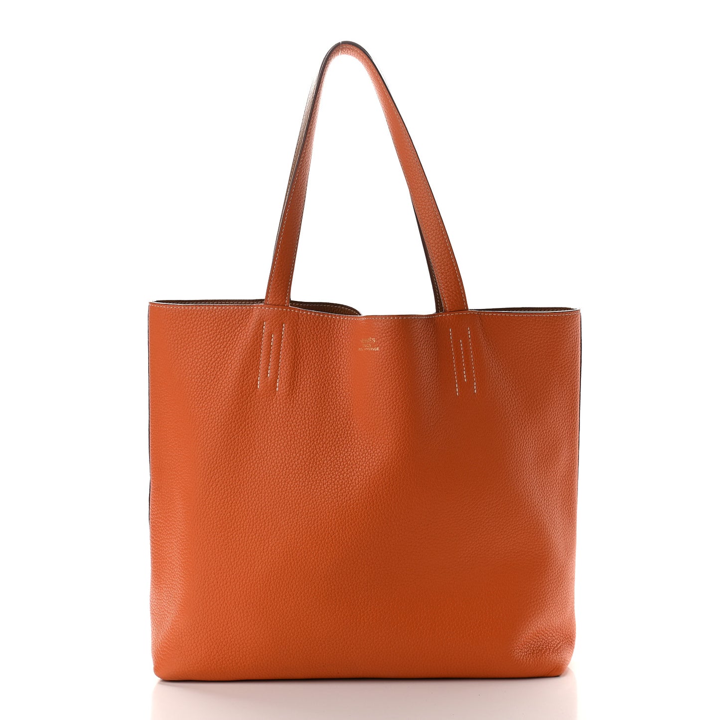 Taurillon Clemence Double Sens 45 Reversible Tote Orange Gold