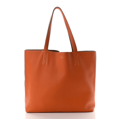Hermes Taurillon Clemence Double Sens 45 Reversible Tote Orange Gold 2 of 13
