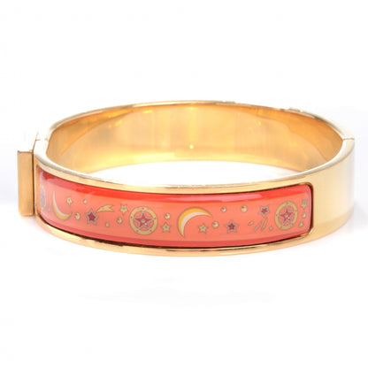 Hermes Enamel Narrow Clic Clac Star Moon Bracelet Orange 5 of 6