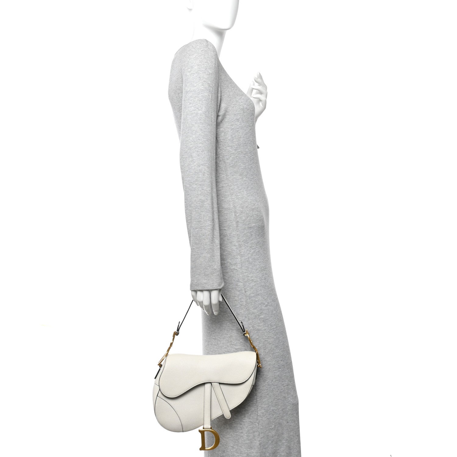 Christian Dior Grained Calfskin Saddle Bag White 2 of 11
