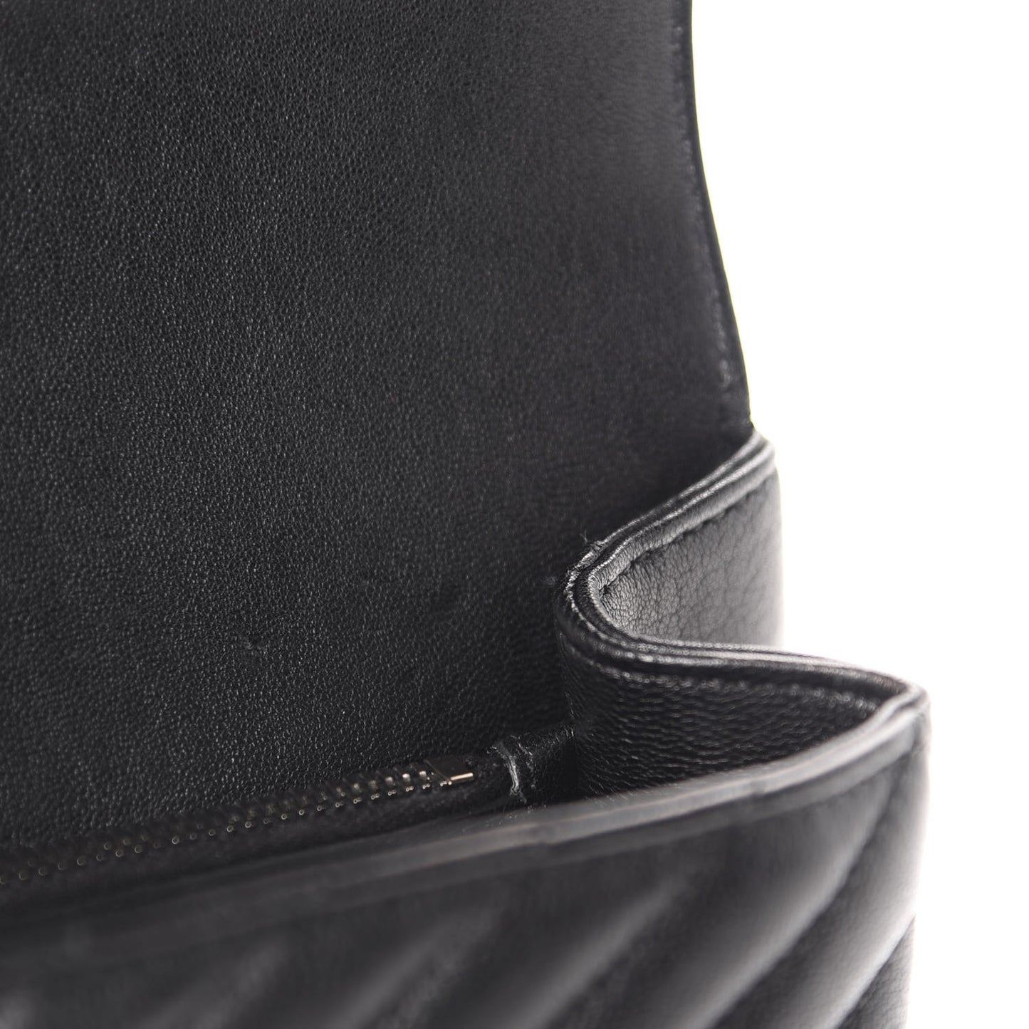 Sheepskin Matelasse Chevron Monogram Medium College Bag Black