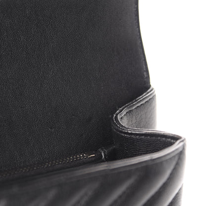 Saint Laurent Sheepskin Matelasse Chevron Monogram Medium College Bag Black 9 of 13