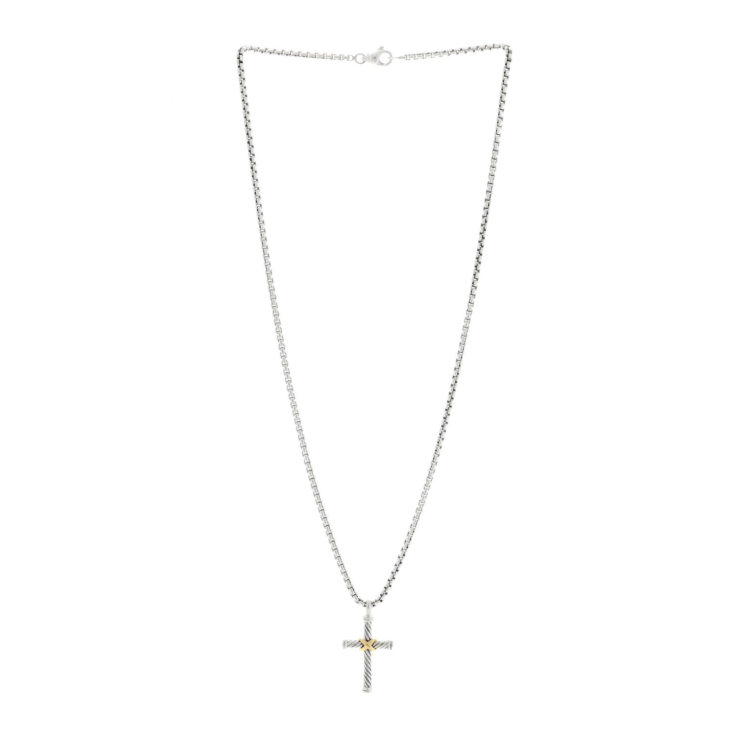 David Yurman Sterling Silver 18K Yellow Gold X Cross Necklace 2 of 4
