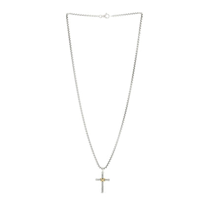 David Yurman Sterling Silver 18K Yellow Gold X Cross Necklace 2 of 4