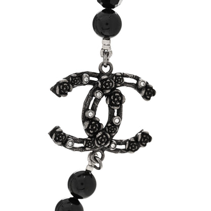 Chanel Pearl Crystal CC Camellia Necklace Ruthenium Black 4 of 6