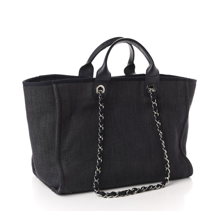 Chanel Denim Medium Deauville Tote Dark Blue 3 of 17