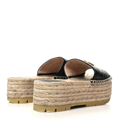 Gucci Nappa Matelasse GG Marmont Platform Espadrille Slide Sandals 37 Black 4 of 10