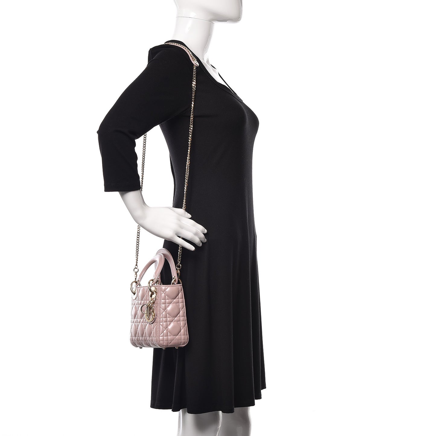Metallic Lambskin Cannage Mini Lady Dior Lotus