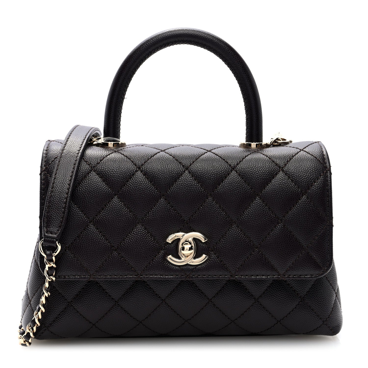 Chanel Caviar Quilted Mini Coco Handle Flap Dark Brown 1 of 10
