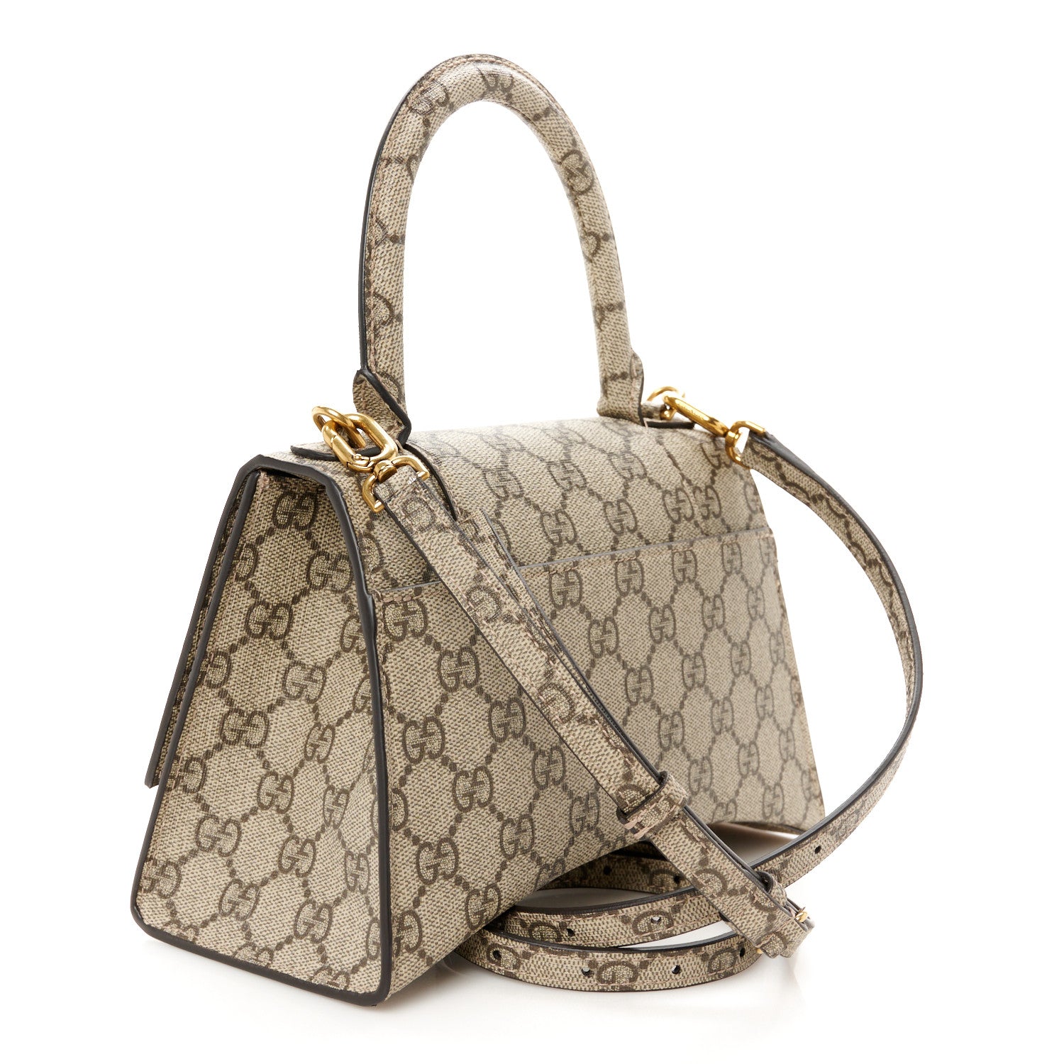 Balenciaga X GUCCI GG Supreme Monogram Small Hourglass Top Handle Bag Beige Ebony 2 of 13
