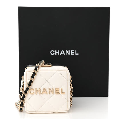 Chanel Lambskin Quilted Clutch With Chain Black White 11 of 11