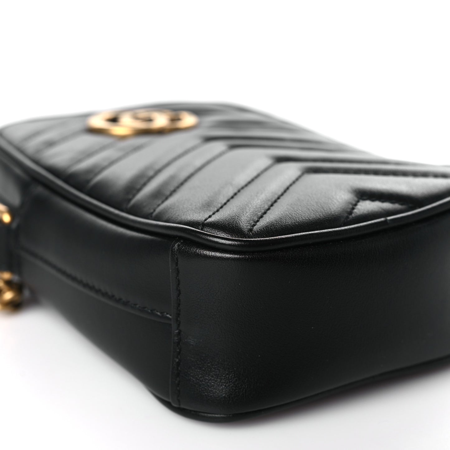 Calfskin Matelasse Mini GG Marmont Crossbody Bag Black