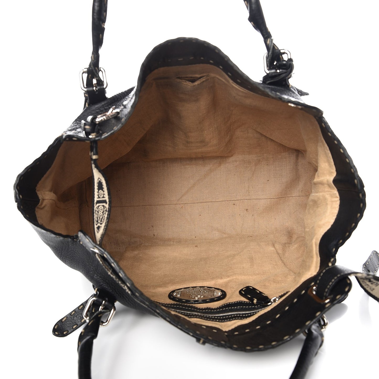 Calfskin Romano Selleria Large Villa Borghese Tote Black
