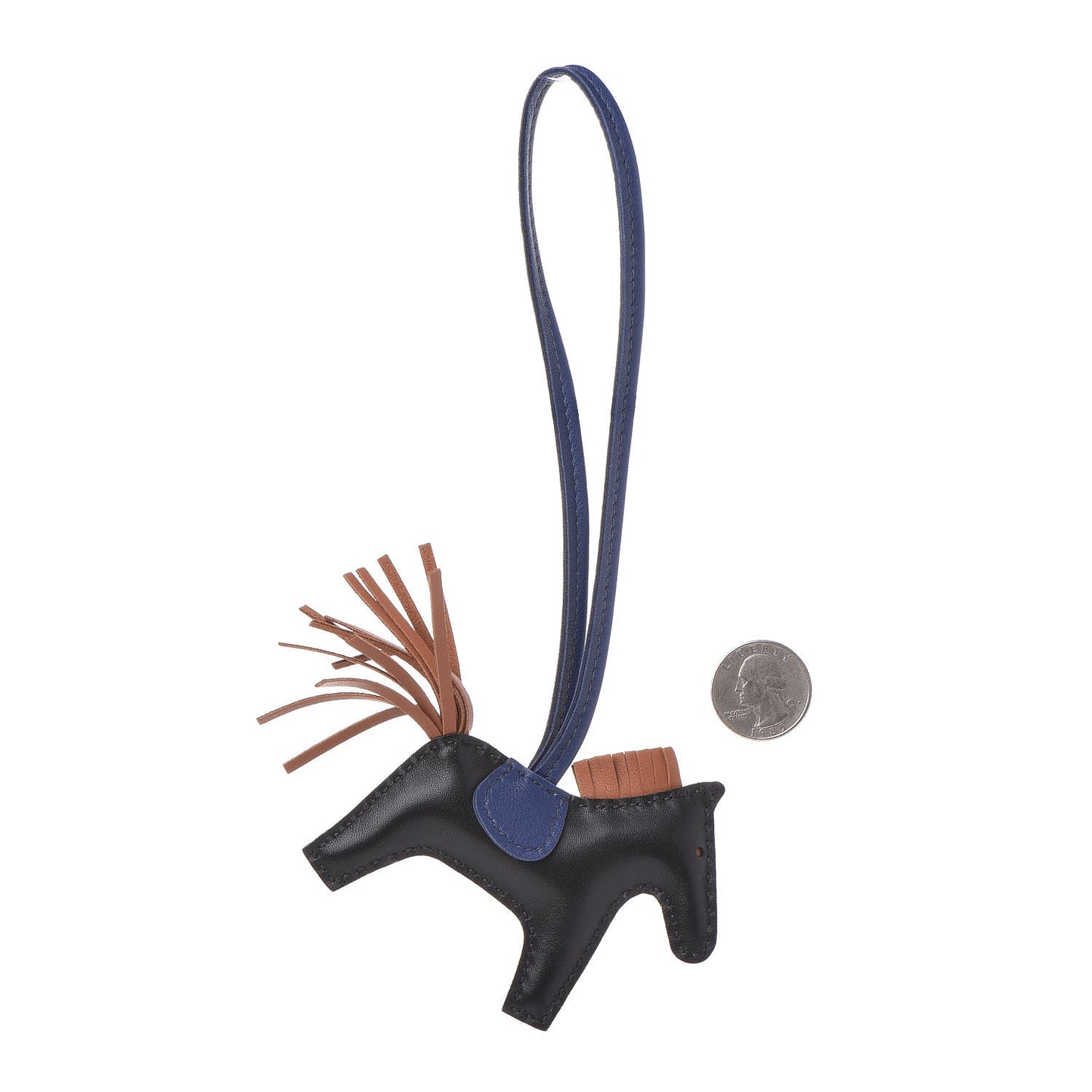 Milo Lambskin Grigri Rodeo Horse Bag Charm PM Black Bleu Saphir Gold