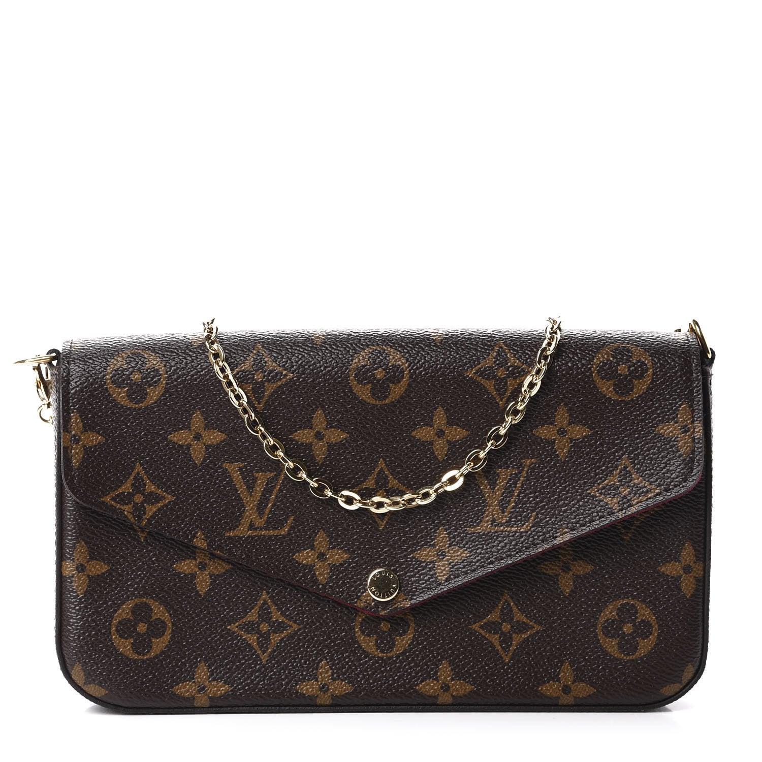 Louis Vuitton Monogram Pochette Felicie Chain Wallet Fuchsia 1 of 12