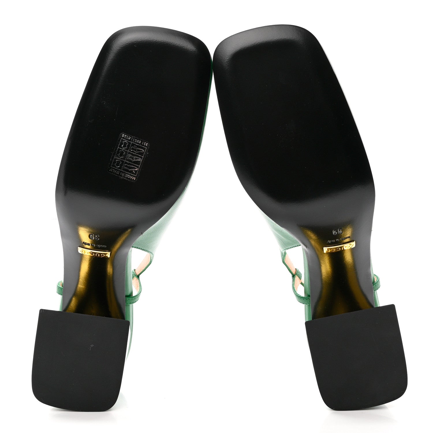 Gucci Malaga Kid Horsebit 75mm Slingback Pumps 39 New Shamarock 5 of 10