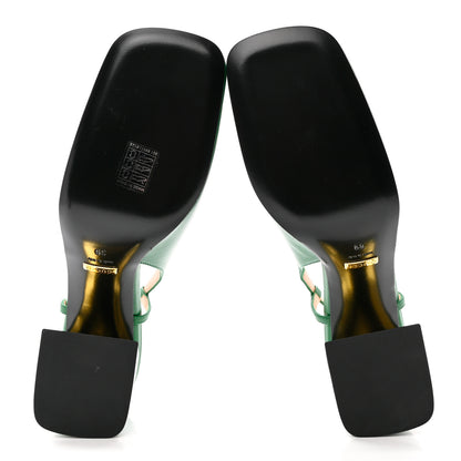 Gucci Malaga Kid Horsebit 75mm Slingback Pumps 39 New Shamarock 5 of 10