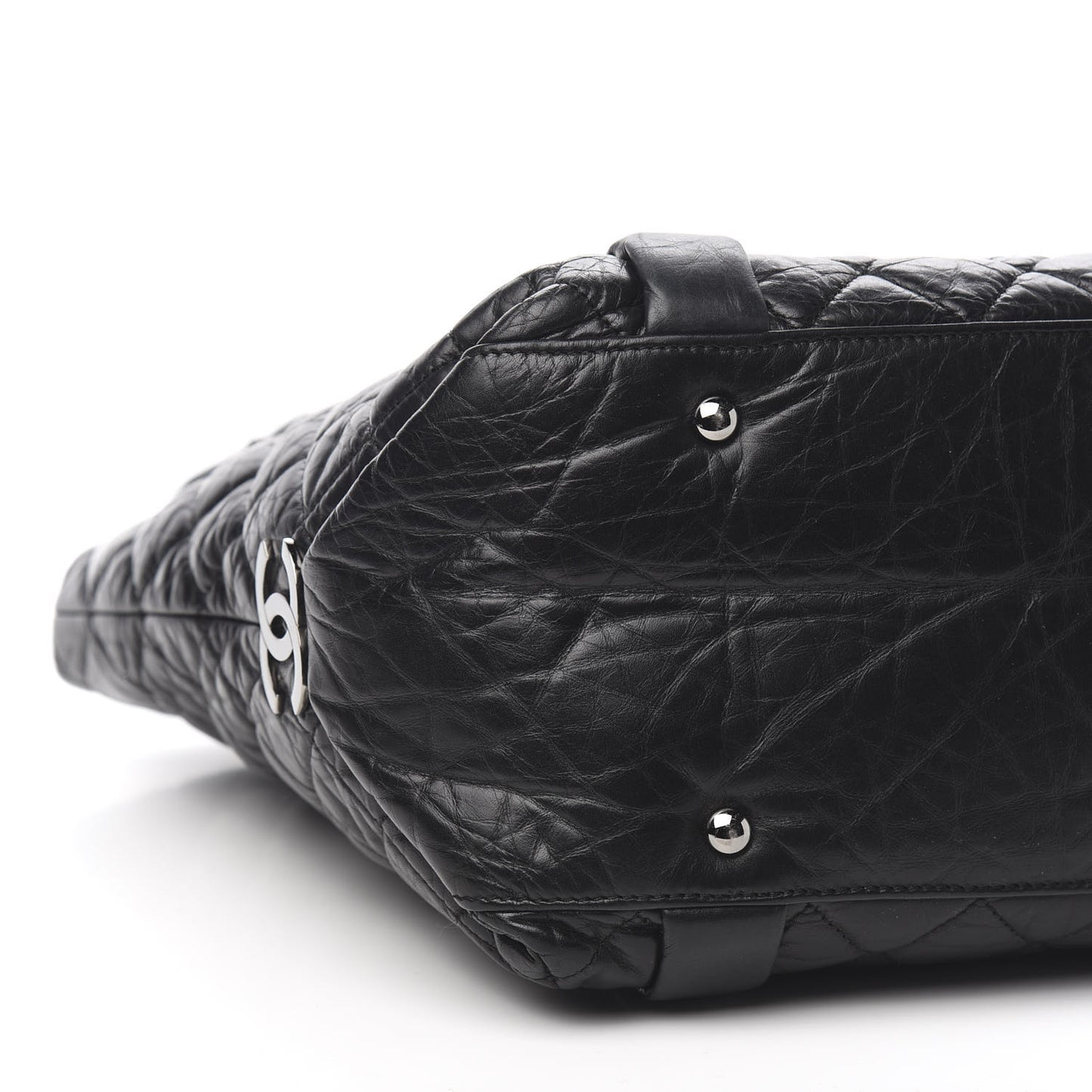Distressed Lambskin Vintage Ligne Lady Braid Tote Black