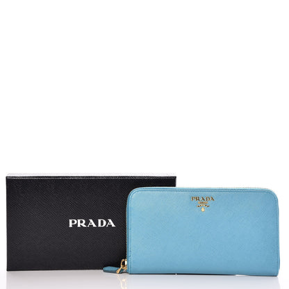 Prada Saffiano Metal Zip Around Wallet Voyage 9 of 9