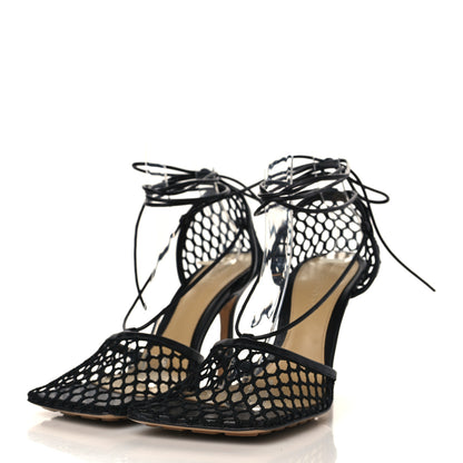 Bottega Veneta Mesh Nappa Stretch Ankle Tie Sandals 37.5 Black 3 of 9