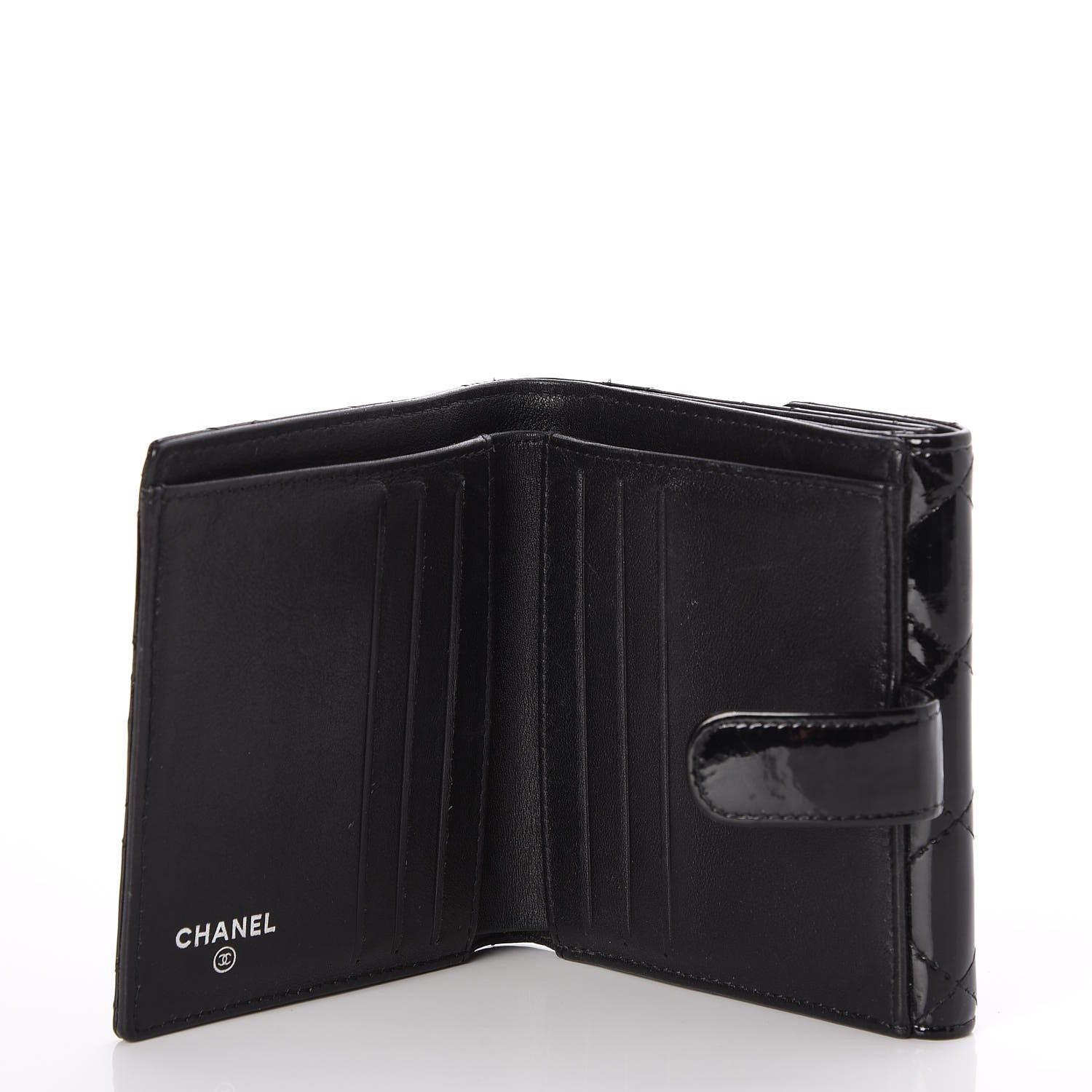 Chanel Patent Quilted Brilliant Compact Wallet Black 5 of 8