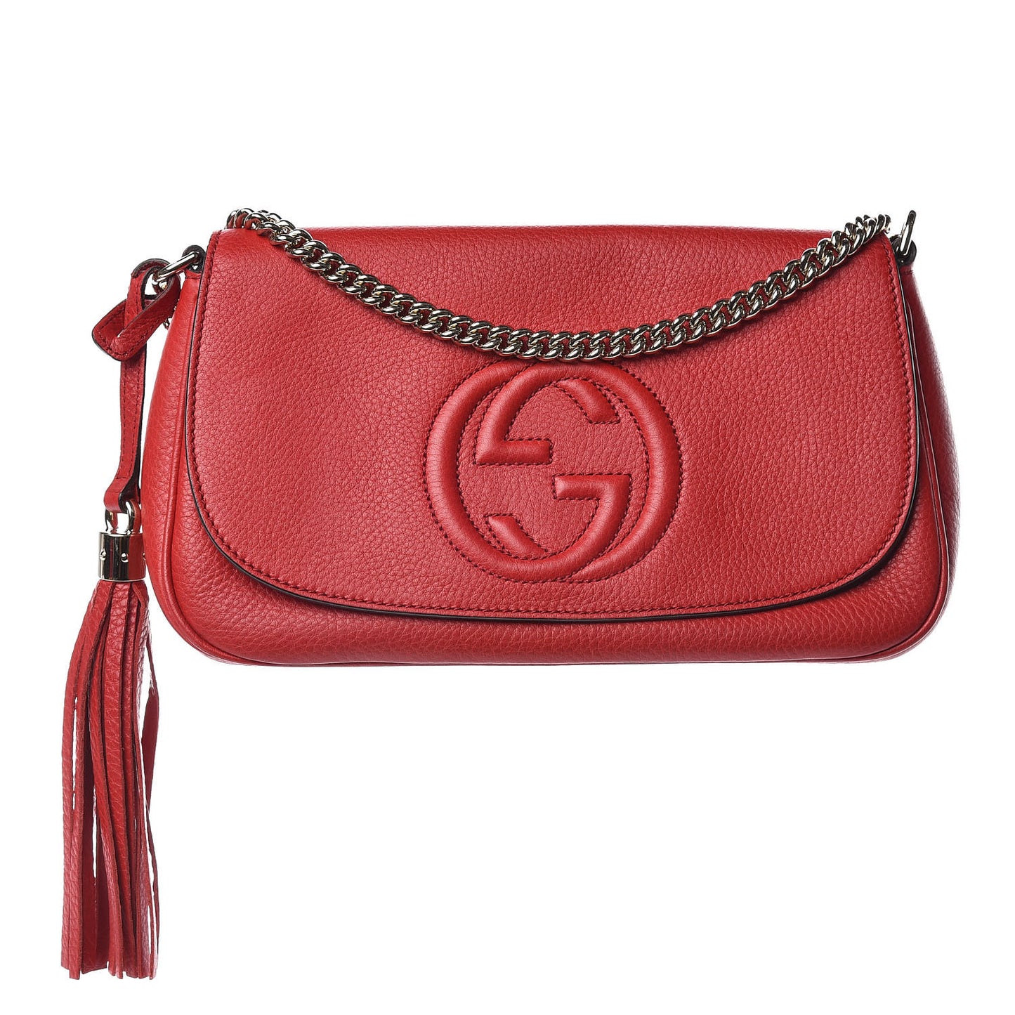 Pebbled Calfskin Medium Soho Flap Crossbody Tabasco Red