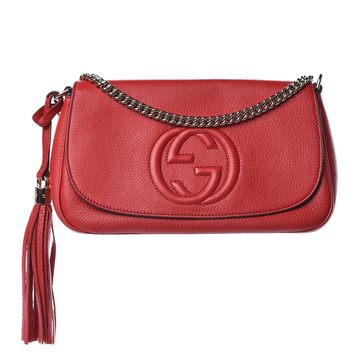 Gucci Pebbled Calfskin Medium Soho Flap Crossbody Tabasco Red 1 of 9