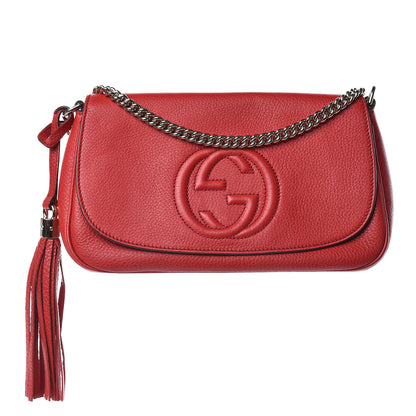 Gucci Pebbled Calfskin Medium Soho Flap Crossbody Tabasco Red 1 of 9