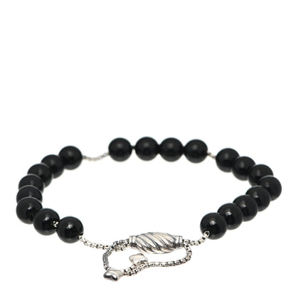 David Yurman Sterling Silver Black Onyx 8mm Spiritual Beads Adjustable Bracelet 3 of 4