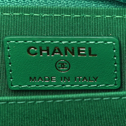 Chanel Caviar Quilted Boy Zip Around Coin Purse Wallet Green 6 of 11