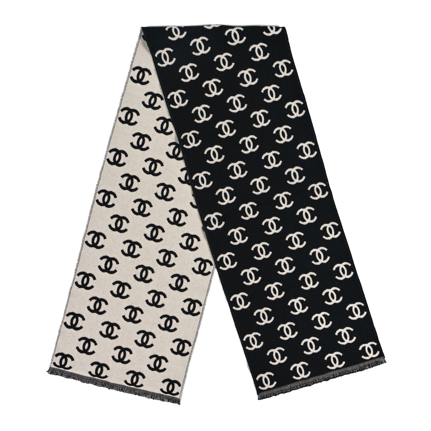 Wool Cashmere CC Scarf Black White