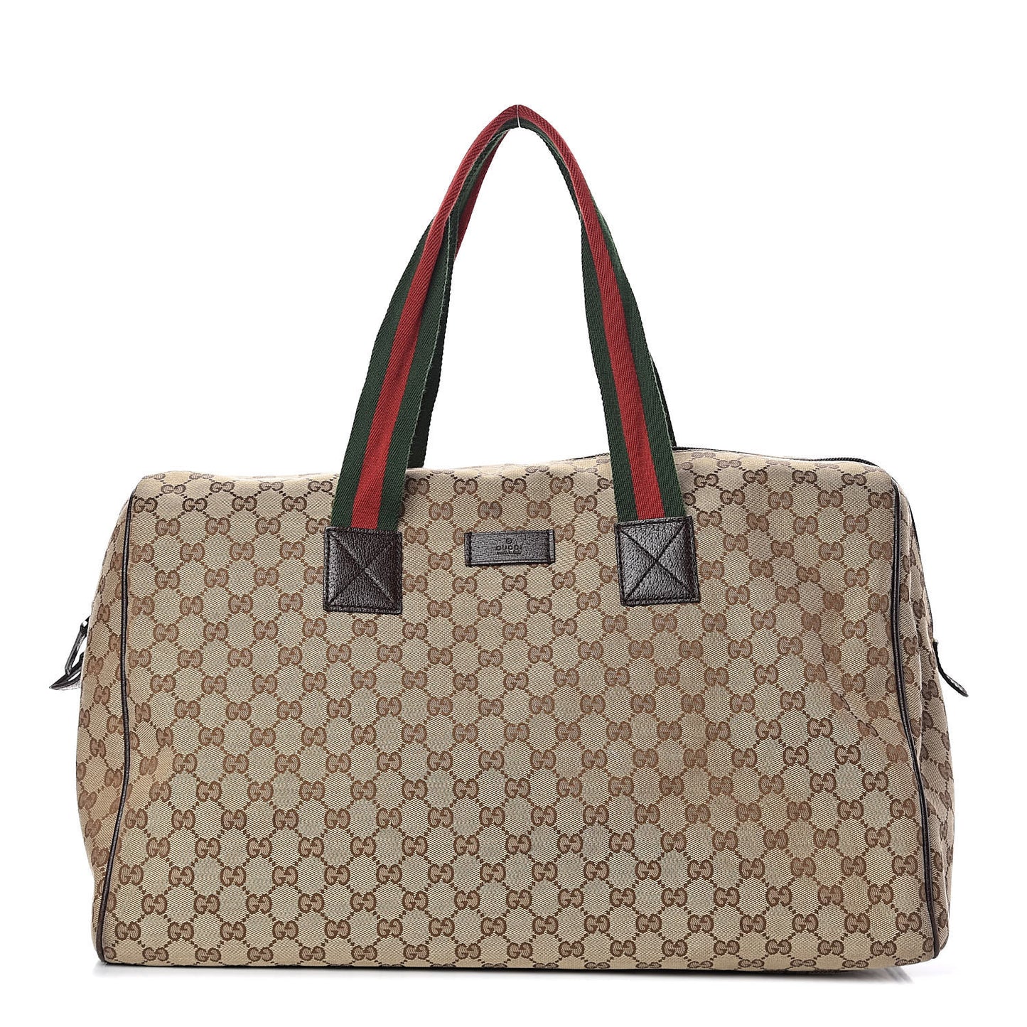 GG Monogram Web Large Collapsible Carry On Duffle Beige Brown
