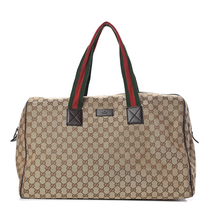 Gucci GG Monogram Web Large Collapsible Carry On Duffle Beige Brown 1 of 13