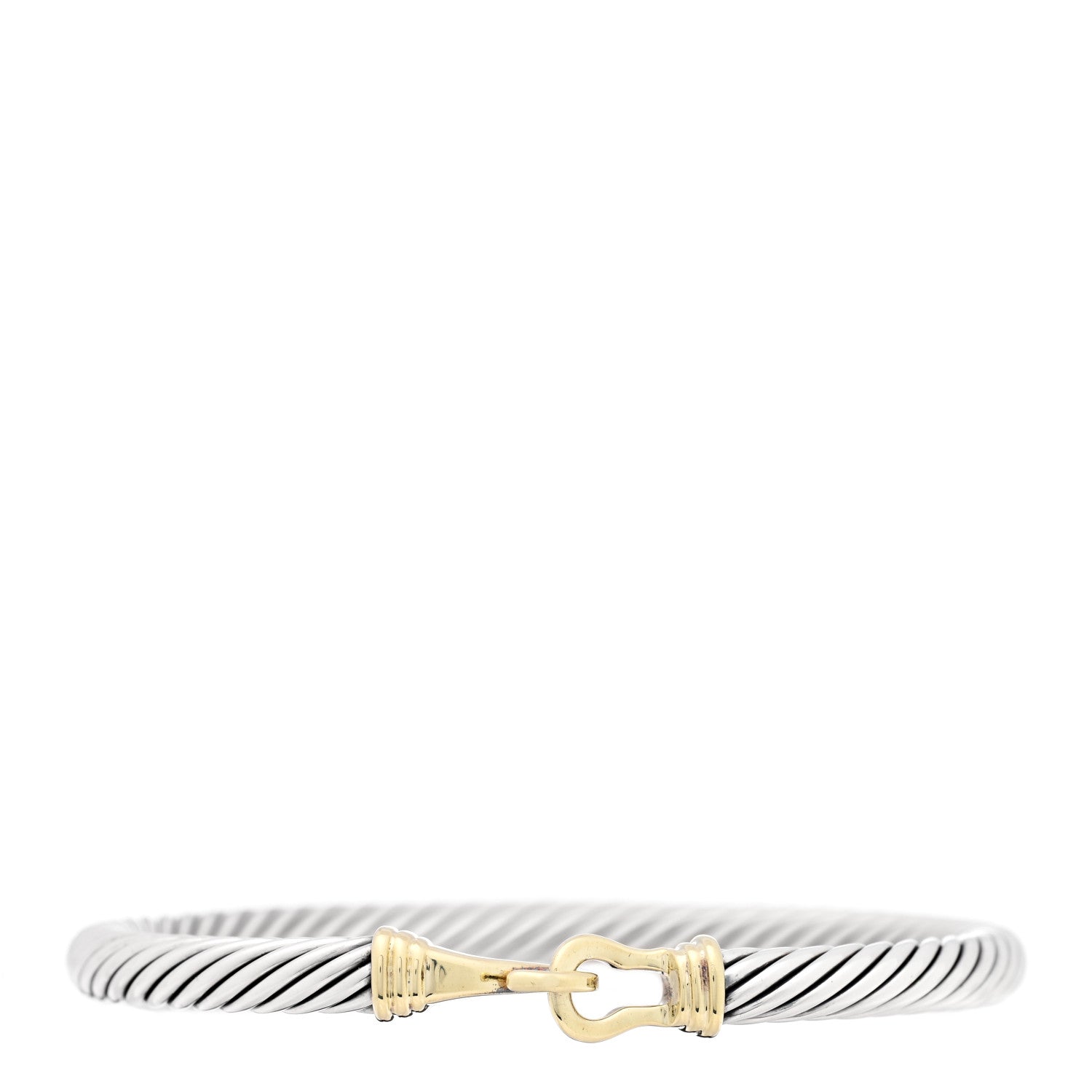 David Yurman Sterling Silver 14K Yellow Gold 5mm Cable Classic Buckle Bracelet 1 of 3