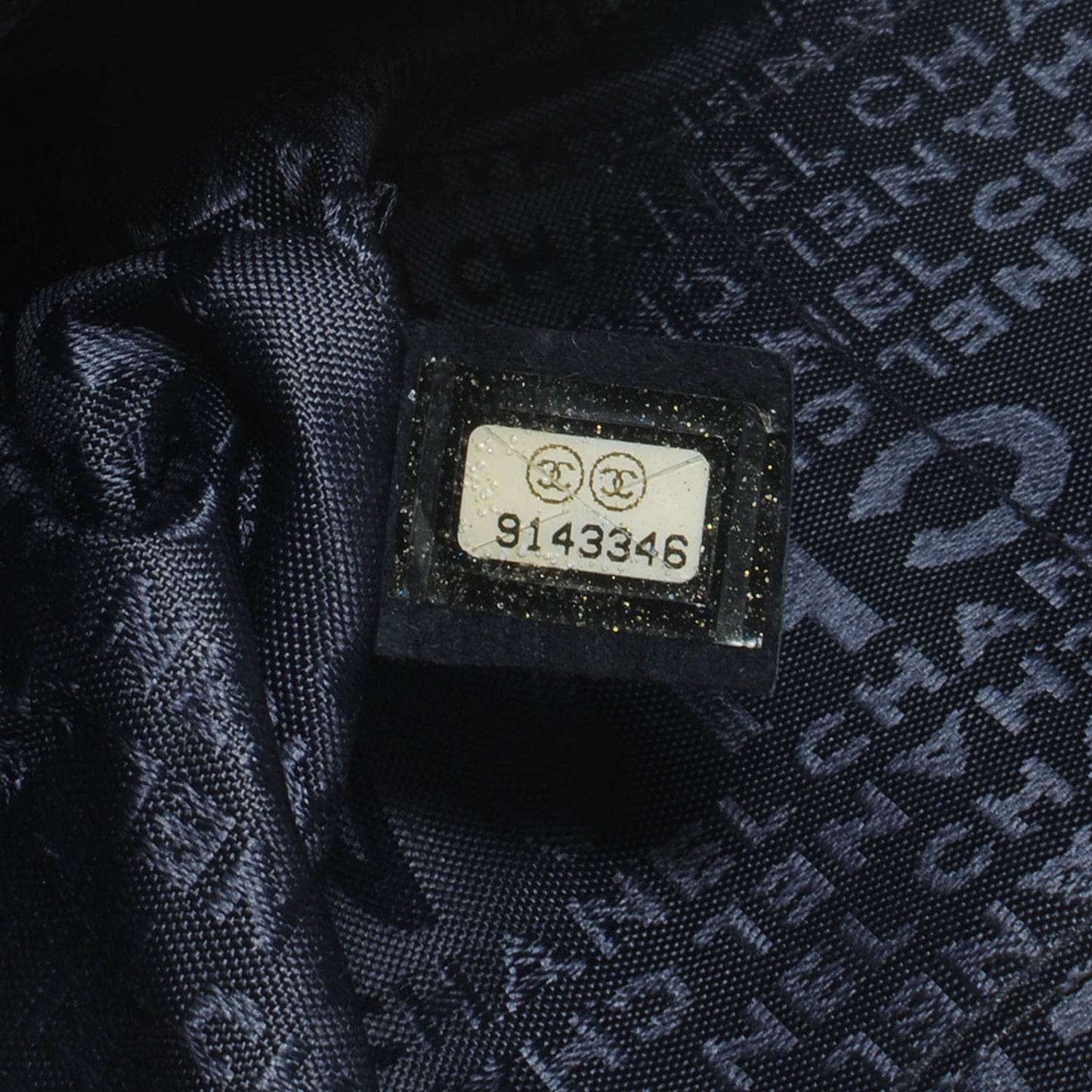 Lambskin Pleated Canvas Symbols Clutch Navy