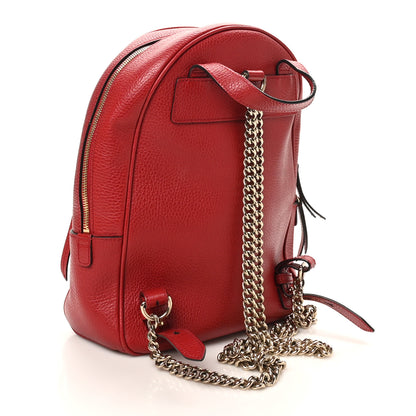 Gucci Pebbled Calfskin Soho Chain Backpack Hibiscus Red 3 of 10